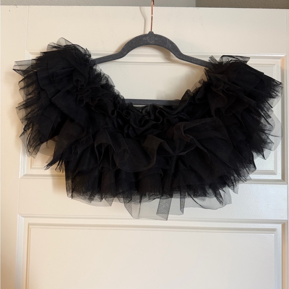 Free people Black Ruffled crop top